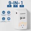 Electrical Outlet Extender with USB Ports (3C1A), Snug Wall Outlet with Night Light, Surge Protector, Wall Plug Adapter for Multiple Devices, Wall Socket Expander