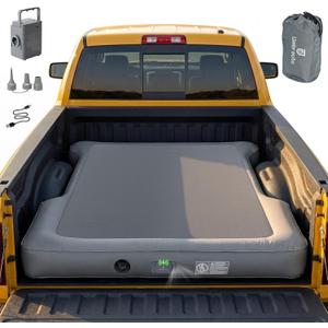 Umbrauto Upgraded Truck Bed Air Mattress for Full Size Short Beds 5.5-5.8ft, Drop-Stitch Tech with Built-in Pump, Heavy Duty Silent Inflatable Tent Bed for Outdoor Camping