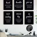 Drsoum Inspirational Office Wall Sign Decor - Motivational Quotes for Living Room - Encouraging Metal Sign for Bedroom - Sayings for Wall Decor - 12 x 8 Inch Set of 6