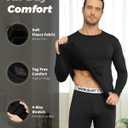 WEERTI Thermal Underwear for Men Long Johns with Fleece Lined Base Layer Men Cold Weather Top Bottom (Black)