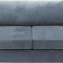 H.VERSAILTEX Sofa Cover 3 Piece Sofa Slipcovers Thick Velvet Couch Cover Furniture Protector Stretch Sofa Covers for 2 Cushion Couch with 2 Individual T Cushion Covers Washable, Stone Blue