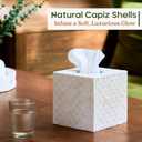 CHI AN HOME 5.8 Capiz Tissue Box Cover, Square Decorative Tissue Holder with Bottom Slider, Handmade Bathroom Accessories, Elegant White Cube for Vanity, Bedroom, Office & Coastal Dcor (Natural)