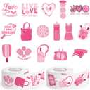 2 x Pink Pickleball Roll Stickers - 1000Pcs Aesthetic Pickleball Paddle Waterproof Vinyl Stcikers for Kids Women, Sports Ball Aesthetic Decals for Water Bottles Laptop Laptop Party Gifts Events