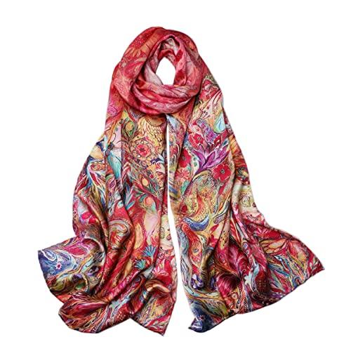 SUNMISILK 100% Mulberry Silk Scarfs for Women Floral Print Satin Long Scarf for Headscarf Hair Wraps Shawl, 53x172cm