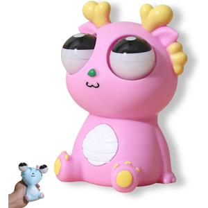 Pop-Out Eye Dragon Squeeze Toy - Stress Relief Sensory Squishy for Adults, Funny Anti-Stress Ball, Ideal Anxiety Toy for Party Favors and Gifts (Pink)