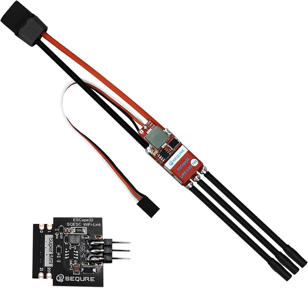 SEQURE 70A Brushless ESC 2-6S Lipo, RC Motor Electric Speed Controller 128KHz, ESC with 5V 4A BEC for RC Crawler Car, Climbing Car, Ship Model - ESCape32 with WiFi-Link Parameter Configuration Tool