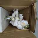 Oairse White Orchids Artificial Flowers Faux Orchid Arrangement with Clear Glass Vase Set of 2 Real Touch Phalaenopsis Orchid Flowers Orchid Centerpiece for Dining Room Table