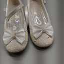 LAURMOSA Toddler Princes Shoes Girls White Dress Shoes Glitter Mary Jane Bowknot Church Shoes for Easter First Communion Flower Girls Wedding Party Toddler Little Big Kids(White, Size 3)