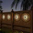 Decorative Solar Mandala Lights, Solar Mandala Lights Outdoor, Mandala Theme Waterproof Fence Light for Garden Post Patio Backyard Yard Decor (2PCS, Warm White