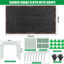 Upgraded Thickened Garden Shade Kit 79"x40", 75% Garden Sun Shade Cloth with 11mm Hoops for Plants Heat Protection, Raised Garden Bed Shade Cover Plant Sun Shade for Outdoor Plants Vegetables