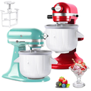 Ice Cream Maker Attachment for KitchenAid Stand Mixer, Compatible with 4.5/5QT & 6QT Stand Mixers, 2 Quart Frozen Kitchenaid Ice Cream Maker Attachment Ice Cream Bowl for Yogurt/Sorbet Gelato