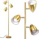 addlon Tree Floor Lamp with 3 Adjustable Rotating Lights and Matching LED Bulbs, Standing Tall Pole Lamps for Living Room, Bedroom, Home, Office - Brass Gold