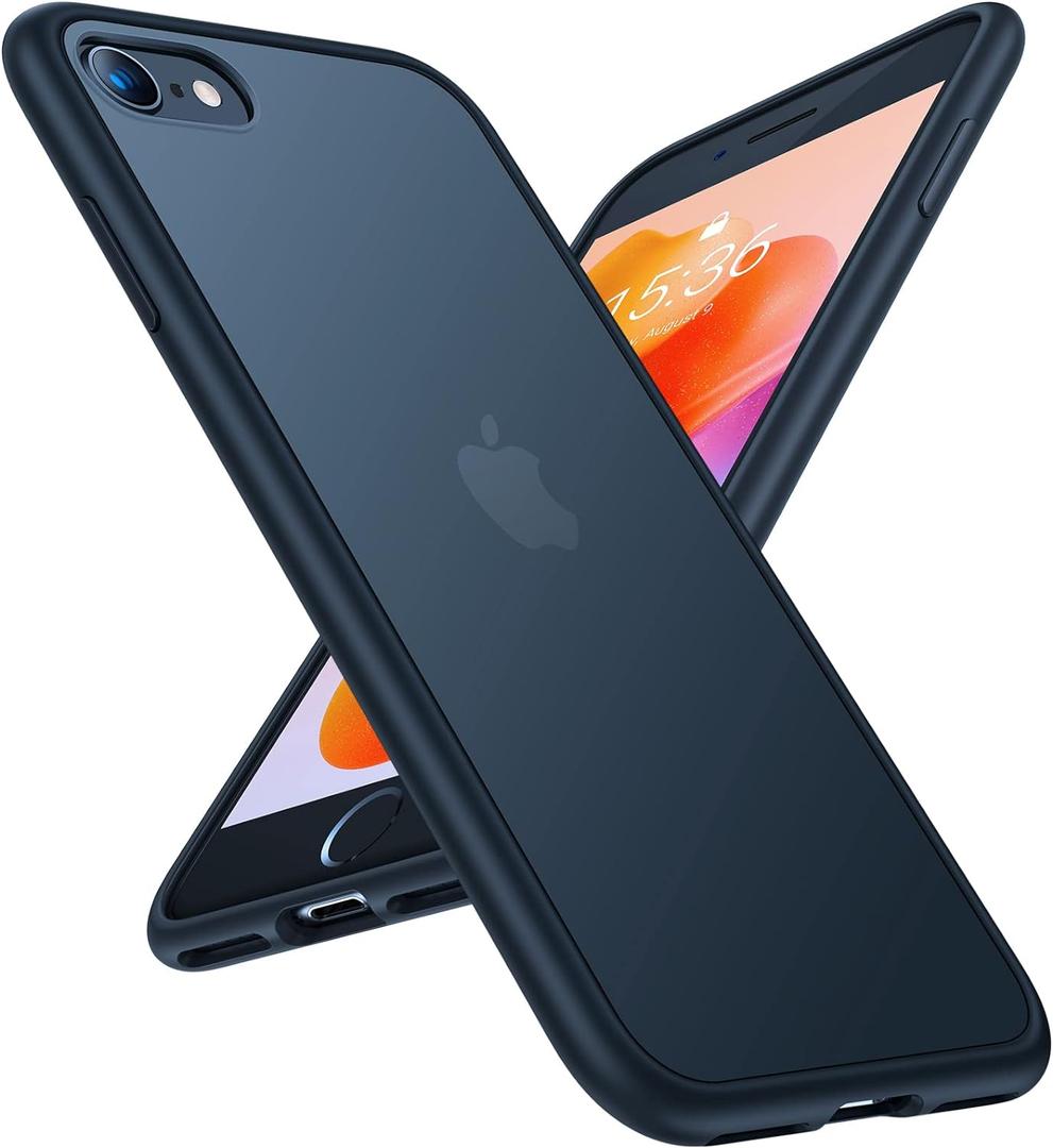 TORRAS Shockproof iPhone SE 2020 Case & iPhone 8 Case [Military Grade Drop Test] Translucent Matte Hard PC Back & Silicone TPU Bumper, Protective & Slim Fit for iPhone 7 case & SE2, Black