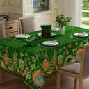 XCHI Gnomes Green Hats Shamrocks Clovers Coins Rainbow St. Patrick's Day Tablecloth Rectangle Table Cloth Washable Table Covers for Indoor Dining Home Party Decorations 52x70 Inch