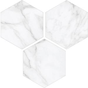 45-Sheet Hexagon Peel and Stick Backsplash, 6" x 7" White Calacatta Marble Looks Self Adhesive Wall Tile, Stone Composite Stick on Decorative Mosaic Tile for Kitchen Bathroom Fireplace