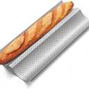 Baguette Bread Pan, Premium Nonstick Perforated French Bread Baking Pan, 2 Loaves Baguette Tray for Sourdough, Italian Bread Baking, Perfect for Creating Crisp Golden-Brown Crust
