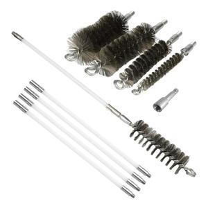 Qivine 50-inch Chimney Sweep Brush Kit, Pellet Stove Cleaning Brush Kit, Chimney Cleaning Wire Brush with 4 Flexible Rods Stainless Steel Bristles 3/5" 1" 1-3/5" 2" for Power Drills Auto Parts Tubes