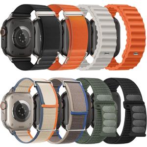8 Pack Compatible with Apple Watch Ultra 3/2 Band 49mm 46mm 45mm 44mm 42mm Men Women,Breathable Trail Loop+Alpine Loop+Ocean +Nylon Sport Loop for iWatch Ultra 3/2/1 Series 11/10/9/8/7/6/5/4/3/SE3 2 1