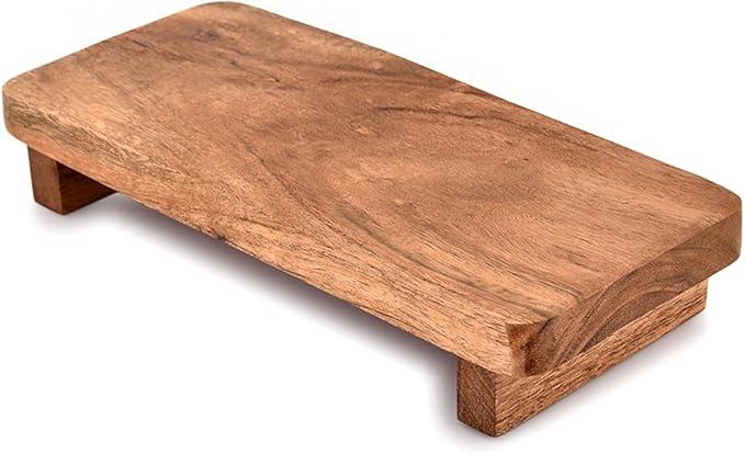 EDHAS Soapdish Acacia Wood Decorative Soap Dispenser Tray for Display Rustic Kitchen Bathroom Counter Sink Organizer for Soap Bottles (9" x 4" x 1.5")
