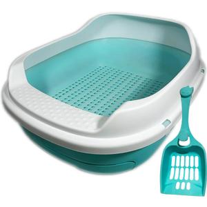 Tom & Sora Creations Pine Pellet Litter Box, Sifting Litter Box - Cat, Kitten, Rabbit and Other Small Animals, Drawer System, Odor Control, Easy to Clean (Turquoise)