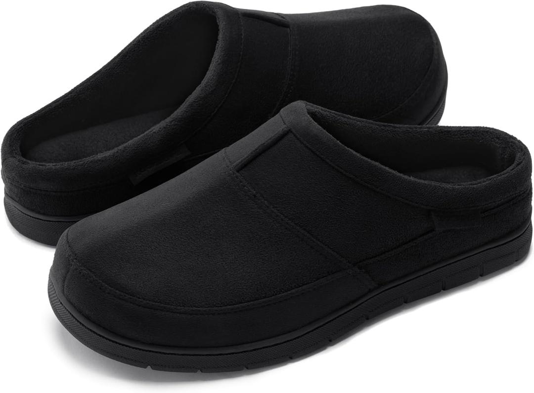 RockDove Men's SoftStride Faux Suede Memory Foam Mule Slipper with Indoor Outdoor Sole (11-12, Black)