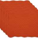 DII Quilted Farmhouse Collection Tabletop, Placemat Set, Pumpkin Spice, 6 Piece