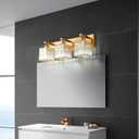 Modern Bathroom Vanity Light 3-Lights Gold Crystal Bathroom Wall Light Vanity Light Fixtures 20.47-inch Modern Minimalist Design