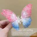 Pearl Butterfly Hair Clips Dainty Butterfly Wings Sparkly Hair Styling Clips Pink & Blue Gradient Metal Barrettes Non-Slip Hairpin for Women Headwear Gifts