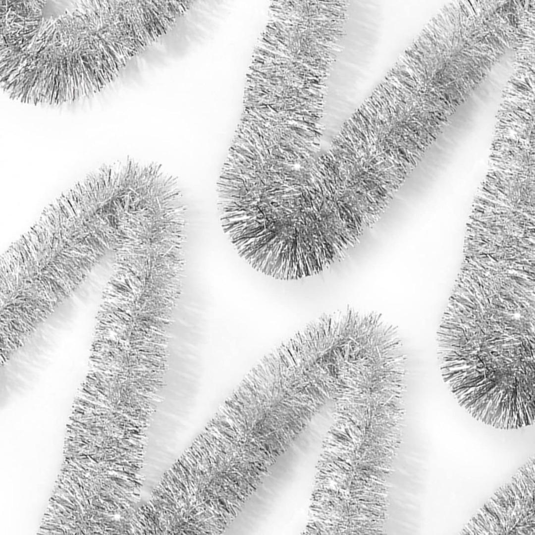 50 Feet Silver Tinsel Garland Christmas Foil Tinsel Garland Decoration Metallic Banner Wall Hanging Tinsel Streamers Garland for Christmas Tree Birthday Party Decorations (3.54" x 50', Silver)