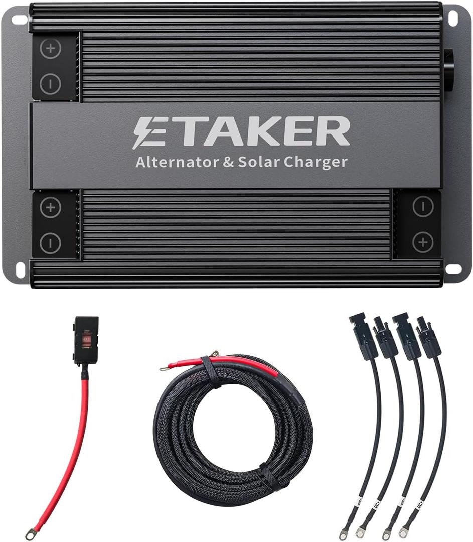 Alternator Charger Fleet 1000 Compatible with Power Station Solar Generators, Car and Solar Max 1000W Driving Car DC-DC Battery Charger sutible for Gasoline RVs,SUVs,Diesel Cars, Boats (Black)