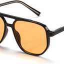 Retro Aviator Sunglasses for Women & Men Lightweight Square Shade UV400 Protection Unisex Sun Glasses Frame, Lens Color: Yellow