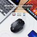Uineer Wireless Bluetooth Mouse,[Upgraded] Rechargeable (BT 5.0/4.0+2.4G Hz),Computer Mouse with Visible Battery Level, 4 Adjustable DPI, Portable PC Mouse for MacBook Chromebook,Black