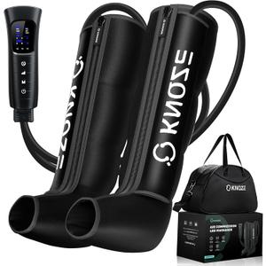 KNQZE Air Compression Recovery System, Foot and Full Leg Recovery Boots with Dynamic Pressure for Fast Therapy, Professional Device for Circulation and Pain Relief (Black)