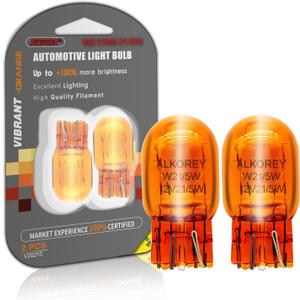 ALKOREY-T20 W21/5W 7443 Turn Signal Bulbs,2100K Amber 12V 21/5W Automotive Light Bulb,Car Mini Lamps,Ideal for Parking,2 Pack