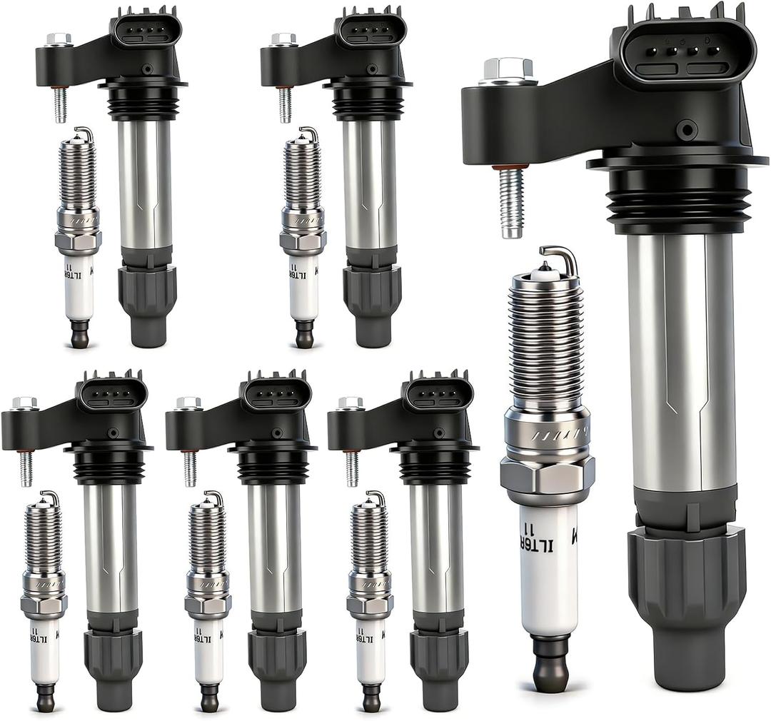 OTO-K Ignition Coil Packs and Iridium Spark Plugs Compatible with GMC Canyon Acadia Terrain,Buick Allure Enclave,Chevy Equinox Traverse Malibu Impala,UF569 12622561 Spark Plugs Coil Packs