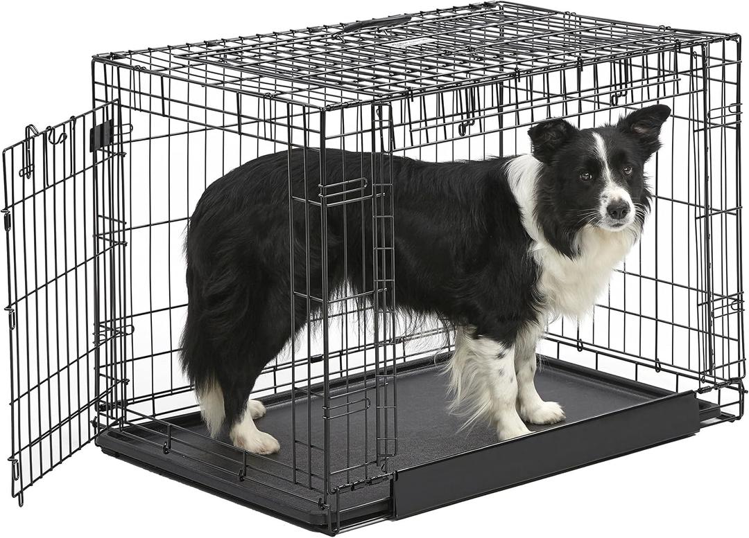 MidWest Homes for Pets Ovation Double Door Dog Crate, 36-Inch (36.8"L x 25.1"W x 27.0"H, Black)