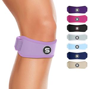 Sleeve Stars Swedish Brand Patellar Tendon Support Strap for Women & Men Effective Osgood Schlatter Knee Brace Youth & Kids Knee Brace with 3 Adjustable Length fits 12"-24" (Single/Light Purple/Adult)