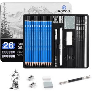 Sketch Pencils for Kids and Adults Drawing, 26-Piece Profession Sketching Pencils, Drawing Pencil for Artists Beginner Sketching, Art Graphite Pencil 6B to 4H