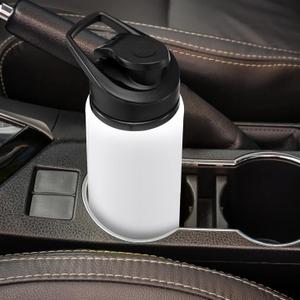 7 Pack Aluminum Water Bottle 17 Oz Bike Bottles with Snap Lid Reusable Easy Carry Sports cups for Camping Hiking(White)