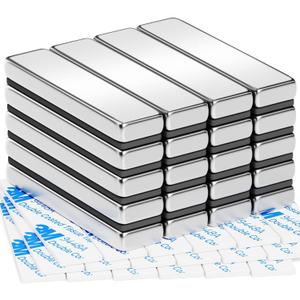 24 Pack Bar Product, Rectangle Items, Rare Earth Products, Double Sided Product with Adhesive Backing, Metal Bars Strip for Home, Office, and Garage Organization
