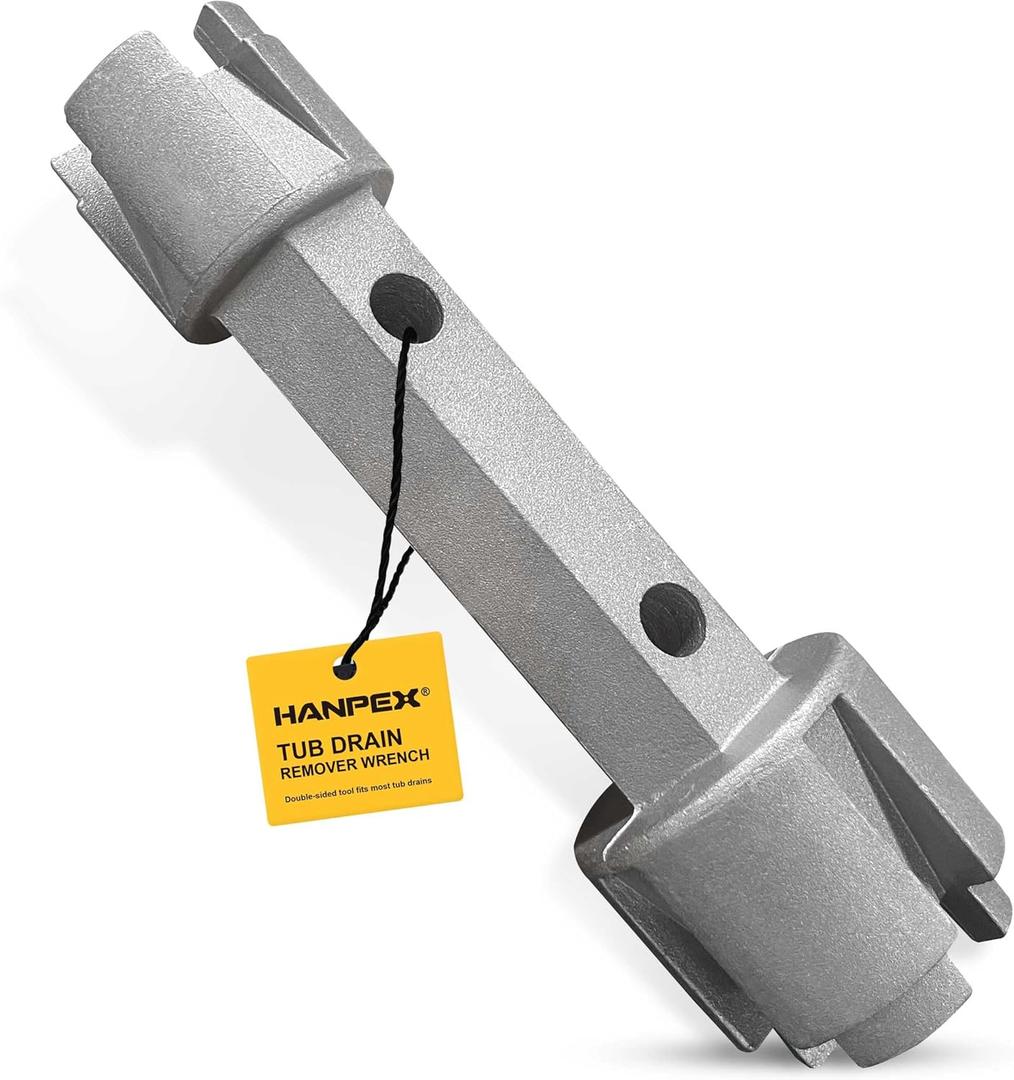 Tub Drain Remover Wrench - Dual Ended for Bath & Shower Drains, Closet Spuds - Heavy Duty Aluminum