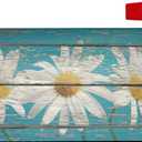 Sweetshow Rustic Spring Daisy Mailbox Covers Magnetic Standard Size 21x18 Inch Teal Old Wood Board Mailbox Decals Mailbox Wrap Post Letter Box Cover Mailbox Post Cover for Garden Yard Decor