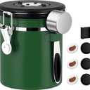 ShanSon Coffee Canister Airtight Coffee Container Stainless Steel Coffee Bean Storage Container with Scoop Coffee Canister for Beans Grounds Sugar Flour Tea Cereal,16OZ, Dark Green