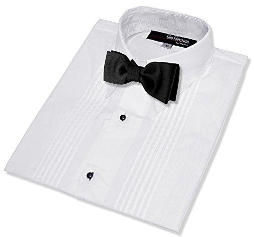 Gino Giovanni Boys Formal Tuxedo Shirt with Bow Tie #G112 (6, White)