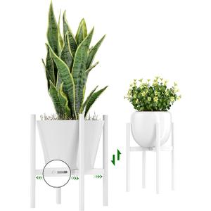 EKNITEY Adjustable Plant Pot Stand: Indoor Outdoor Modern Flower Holder Metal Plant Rack Organizer Planter Stand for Garden Patio Corner Bathroom Living Room Balcony Home Office (White)