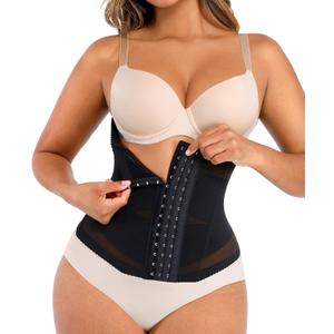 Lover-Beauty Waist Trainer for Women Tummy Control Body Shaper Mesh Corset Waist Cincher Corset Shapewear Compression Girdle (Black, XXL)