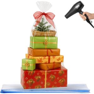 WIKDAY Shrink Wrap Bags for Gift Baskets 20 PCS 40x50 Inches Large Cellophane Bags Wrapping Plastic Clear Jumbo Basket Wrap Bags