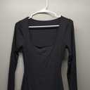 PUMIEY Women's Square Neck Long Sleeve Maxi Dress Ribbed Bodycon Dresses for Women Soft Lounge Dress (Jet Black) S