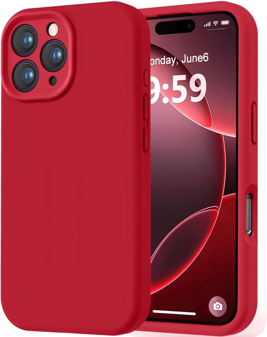 LOVE 3000 Designed for iPhone 16 Pro Case, Premium Silicone with [Soft Anti-Scratch Microfiber Lining] Shockproof Protective Phone Case for Men Women Girls 6.3", Red