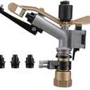 1" Agriculture Farm Irrigation Sprinkler Lawn Sprinkler Irrigation Spray Gun Large-Area Watering Spray 360 Rotary Farm Lawn Garden Irrigation Female Thread Aluminum Alloy with Nozzle Set